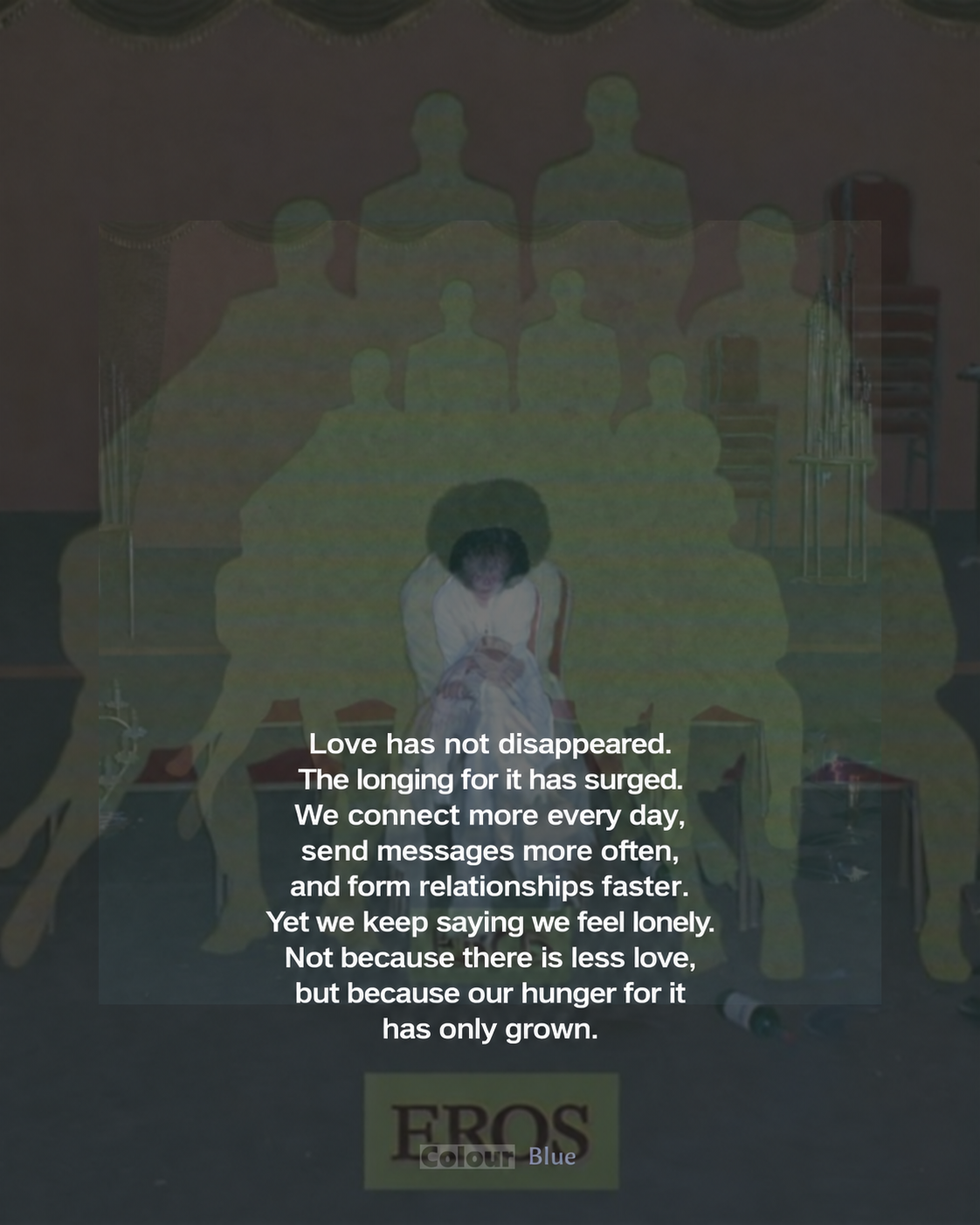 English review card about frequent messages, fast connections, and a growing hunger for love.